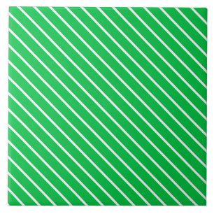 Carreau En Céramique Pinstripes diagonales - vert émeraude et blanc