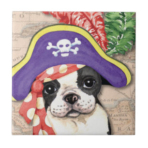 Carreau En Céramique Pirate de Boston Terrier