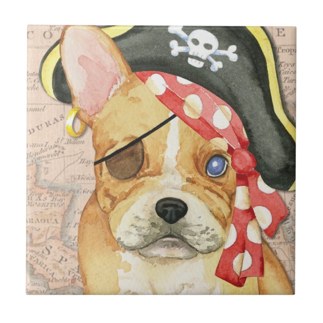 Carreau En Céramique Pirate de Bulldog (Devant)