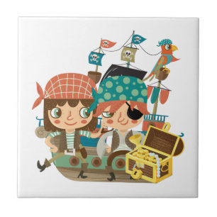 Carreau En Céramique Pirates avec le trésor