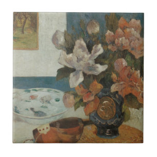 Carreau En Céramique Pivoines Chinoises et Mandoline de Paul Gauguin