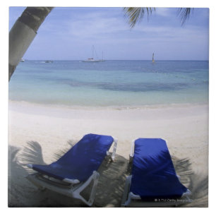 Carreau En Céramique Plage, chaise longue, palmier, horizon plus de