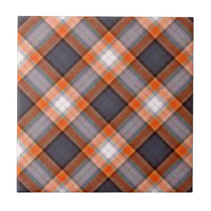 Carreau En Céramique Plaid de bleu marine d'orange et
