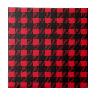 Carreau En Céramique Plaid de Buffalo rouge et noir
