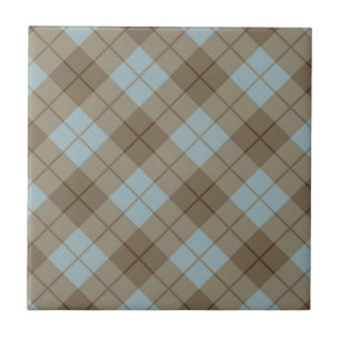 Carreau En Céramique Plaid polarisé dans le bleu et le brun