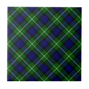 Carreau En Céramique Plaid vert bleu Lamont tartan