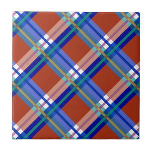 Carreau En Céramique Plaids, contrôles, tartans rouges et bleus