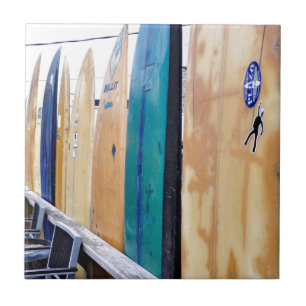 Carreau En Céramique Planches de surf vintages sur la plage de Montauk