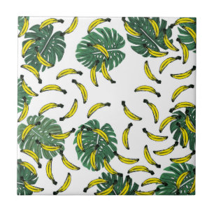 Carreau En Céramique Plante et bananes de fromage suisse d'aquarelle