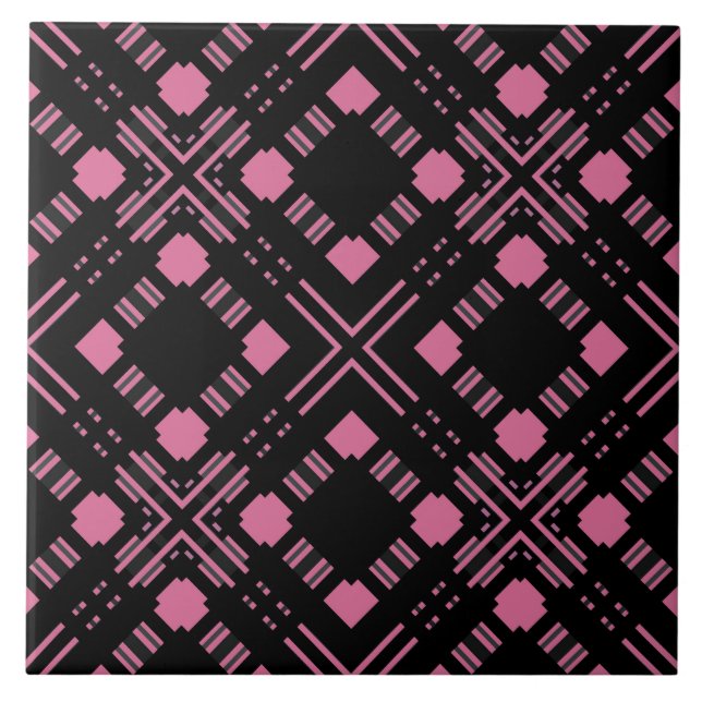 Carreau En Céramique Plaque noire et rose (Devant)