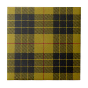 Carreau En Céramique Plaque noire jaune tartan MacLeod