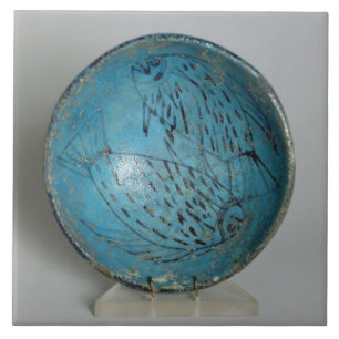 Carreau En Céramique Plat décoré des poissons (faience)