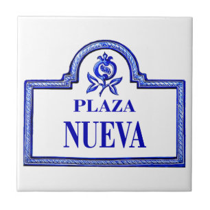 Carreau En Céramique Plaza Nueva, plaque de rue de Grenade