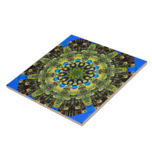 Carreau En Céramique Plumes de paon Kaleidoscope 1