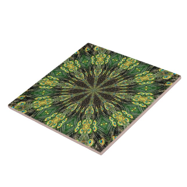 Carreau En Céramique Plumes de paon Kaleidoscope 2 (Côté)