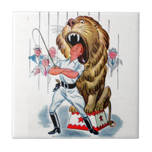 Carreau En Céramique plus docile de lion des années 1940 et lion