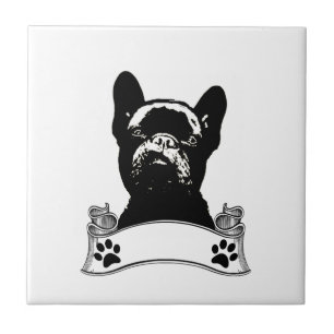 Carreau En Céramique Pochoir de bouledogue français personnalisé