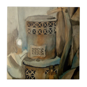 Carreau En Céramique Poêle à bois et sythe