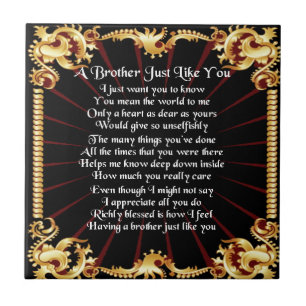 Carreau En Céramique Poème de frère - conception noire