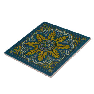 Carreau En Céramique Point Déco Blue et Gold Star