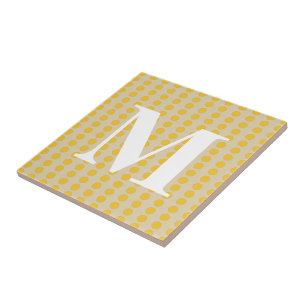 Carreau En Céramique Points d'humeur d'épices safran avec monogramme