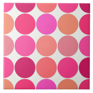 Carreau En Céramique Points géants de la moitié du siècle, rose fuch