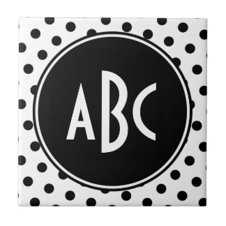 Carreau En Céramique Points noirs et blancs Monogrammés
