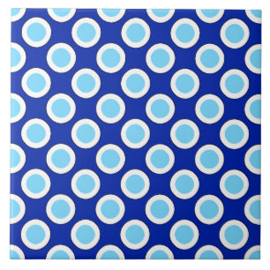 Carreau En Céramique Points tournés rétros, bleu cobalt et blanc