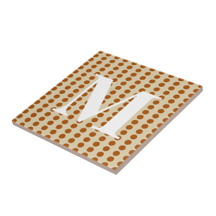 Carreau En Céramique Pois à épices de cannelle avec monogramme
