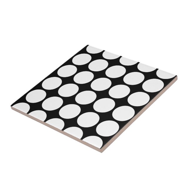 Carreau En Céramique Pois blancs sur noir (Côté)