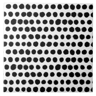 Carreau En Céramique Pois noir et par blanc peint