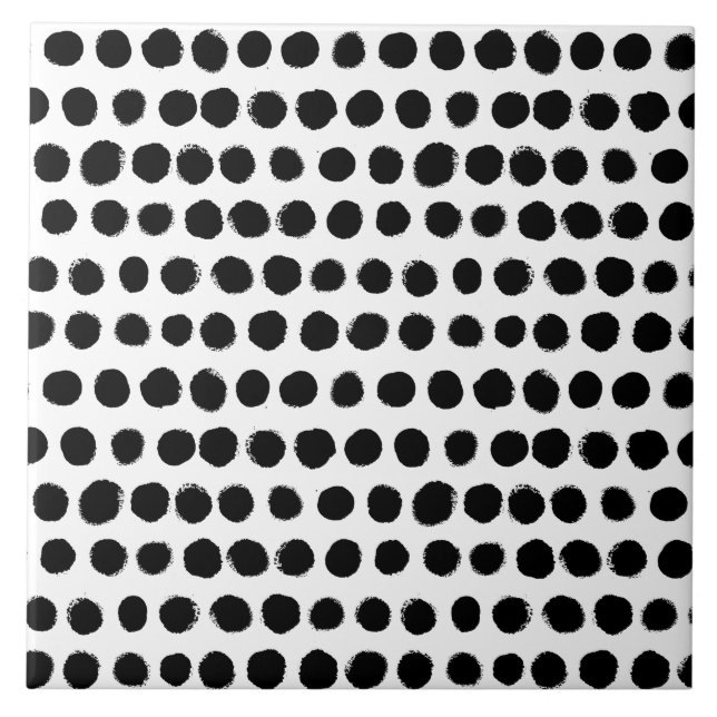 Carreau En Céramique Pois noir et par blanc peint (Devant)