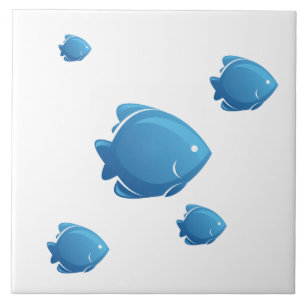 Carreau En Céramique Poissons bleus