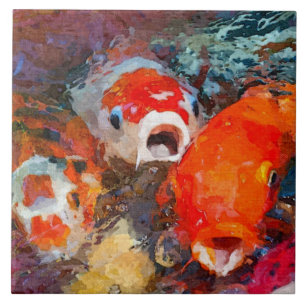 Carreau En Céramique Poissons colorés de Koi