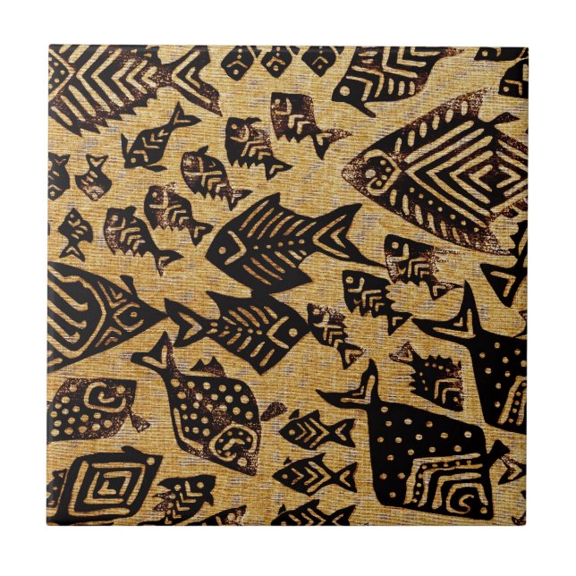 Carreau En Céramique Poissons fossiles anciens (Devant)