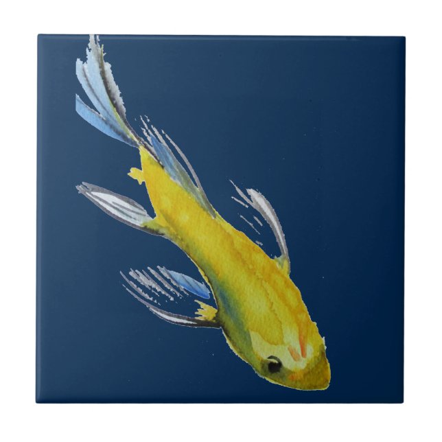 Carreau En Céramique Poissons pour aquarelle d'art de carpe japonaise (Devant)