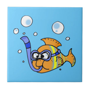 Carreau En Céramique poissons tropicaux de bande dessinée