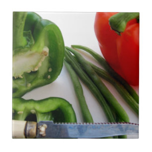 Carreau En Céramique Poivrons verts et rouges avec haricots