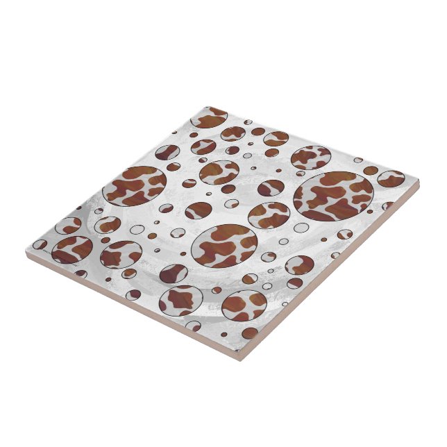 Carreau En Céramique Polka Dot Vache Brown et blanche (Côté)
