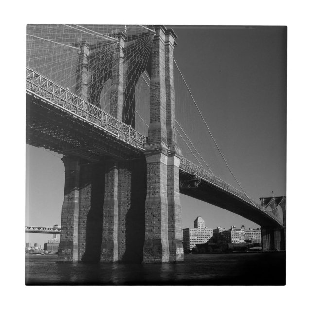 Carreau En Céramique Pont Brooklyn noir et blanc (Devant)