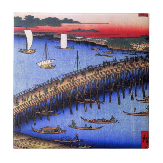 Carreau En Céramique Pont de Ryōgoku et la grande rive (両国橋大川ばた)