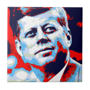 Carreau En Céramique Pop Art JFK John F. Kennedy Red Blue