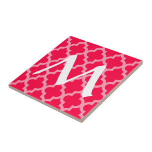 Carreau En Céramique Poppy Moroccan Moods Quatrefoil avec initiale