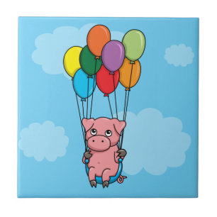Carreau En Céramique Porc de ballon de vol