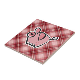 Carreau En Céramique Porc rouge de plaid