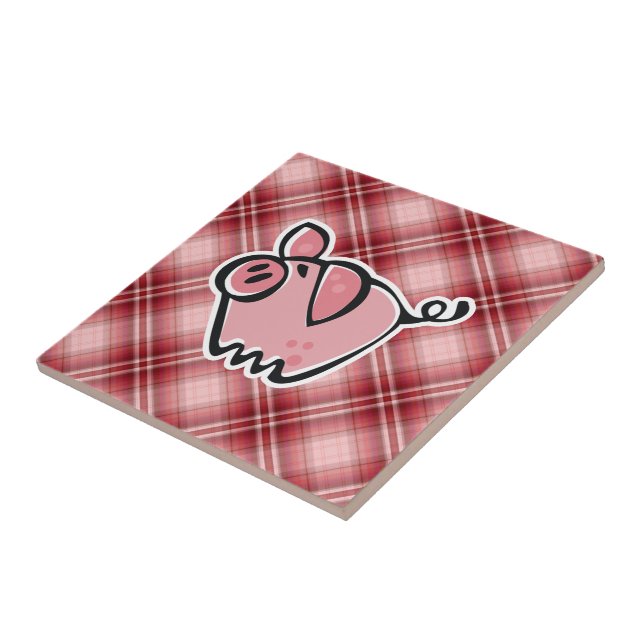 Carreau En Céramique Porc rouge de plaid (Côté)