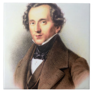Carreau En Céramique Portrait de Felix Mendelssohn (1809-47) (litho)