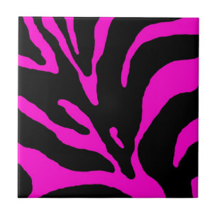 Carreau En Céramique Poster de animal en bande rose Zebra