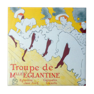 Carreau En Céramique Poster de la fille dansante Jaune Toulouse Lautrec