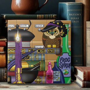 Carreau En Céramique Potions de livres d'hibou Assistant